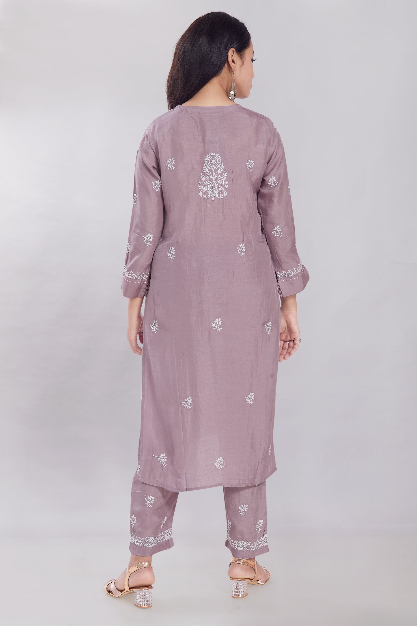 Dola Silk Chikankari Set.