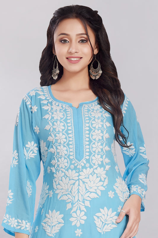 Ayesha Beryl Blue Modal Kurti.