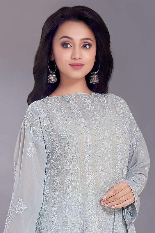 Maah-e-Noor Powder Blue Anarkali