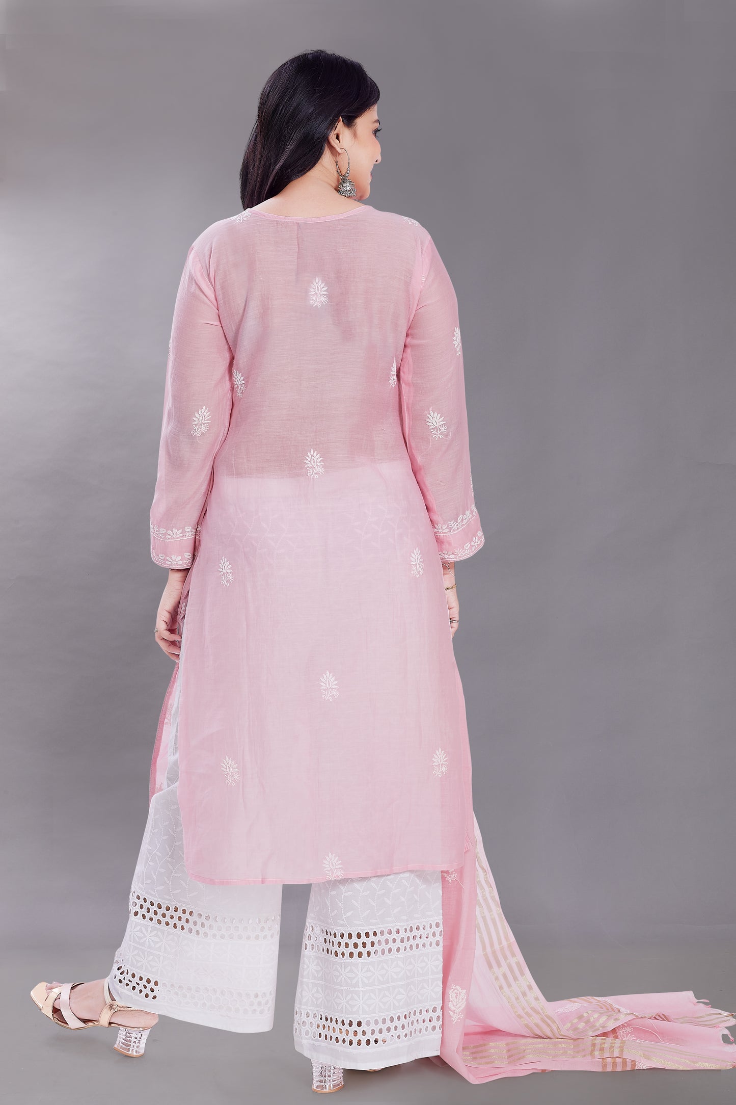 Zeb Pure Mulchanderi Set - Blush Pink