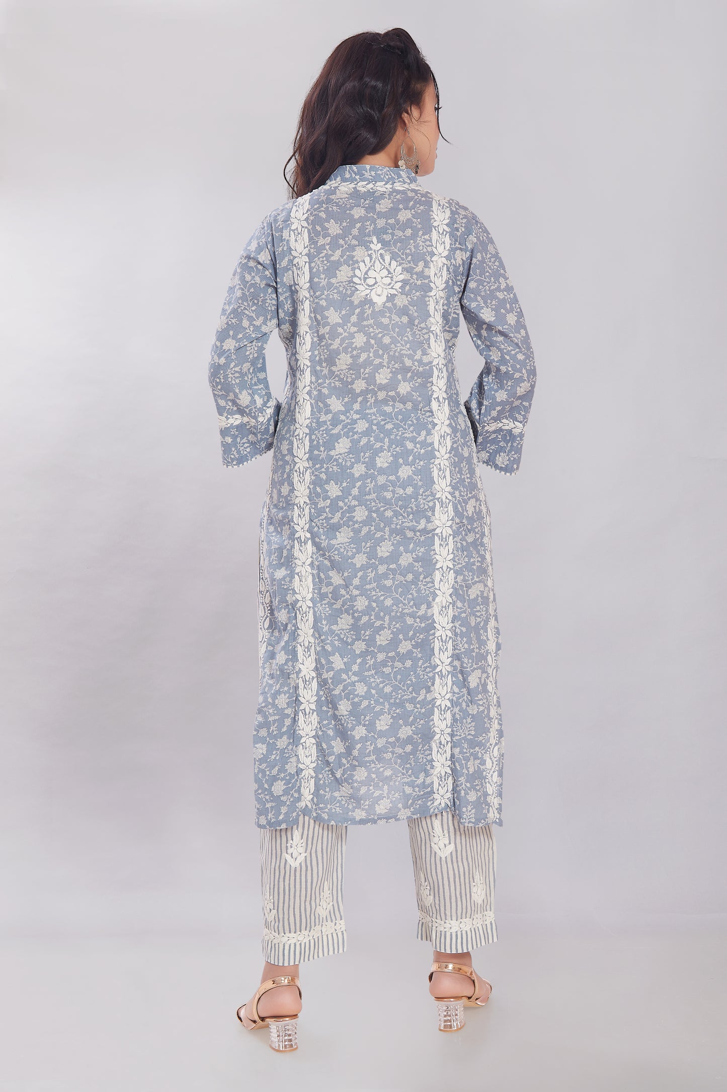 Rayna Soft Blue Printed Cotton Set