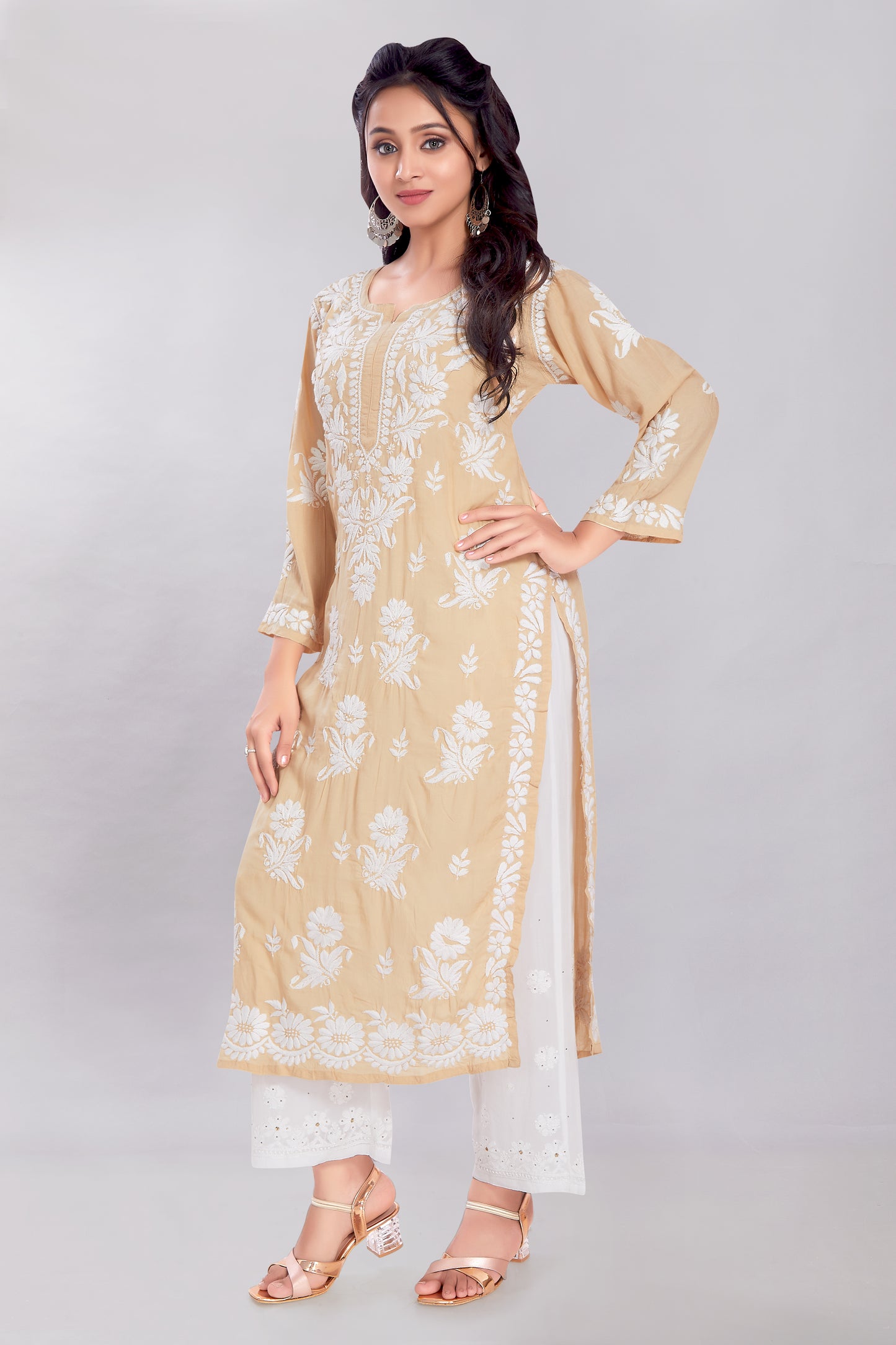 Ayesha Buff Coloured Modal Kurti