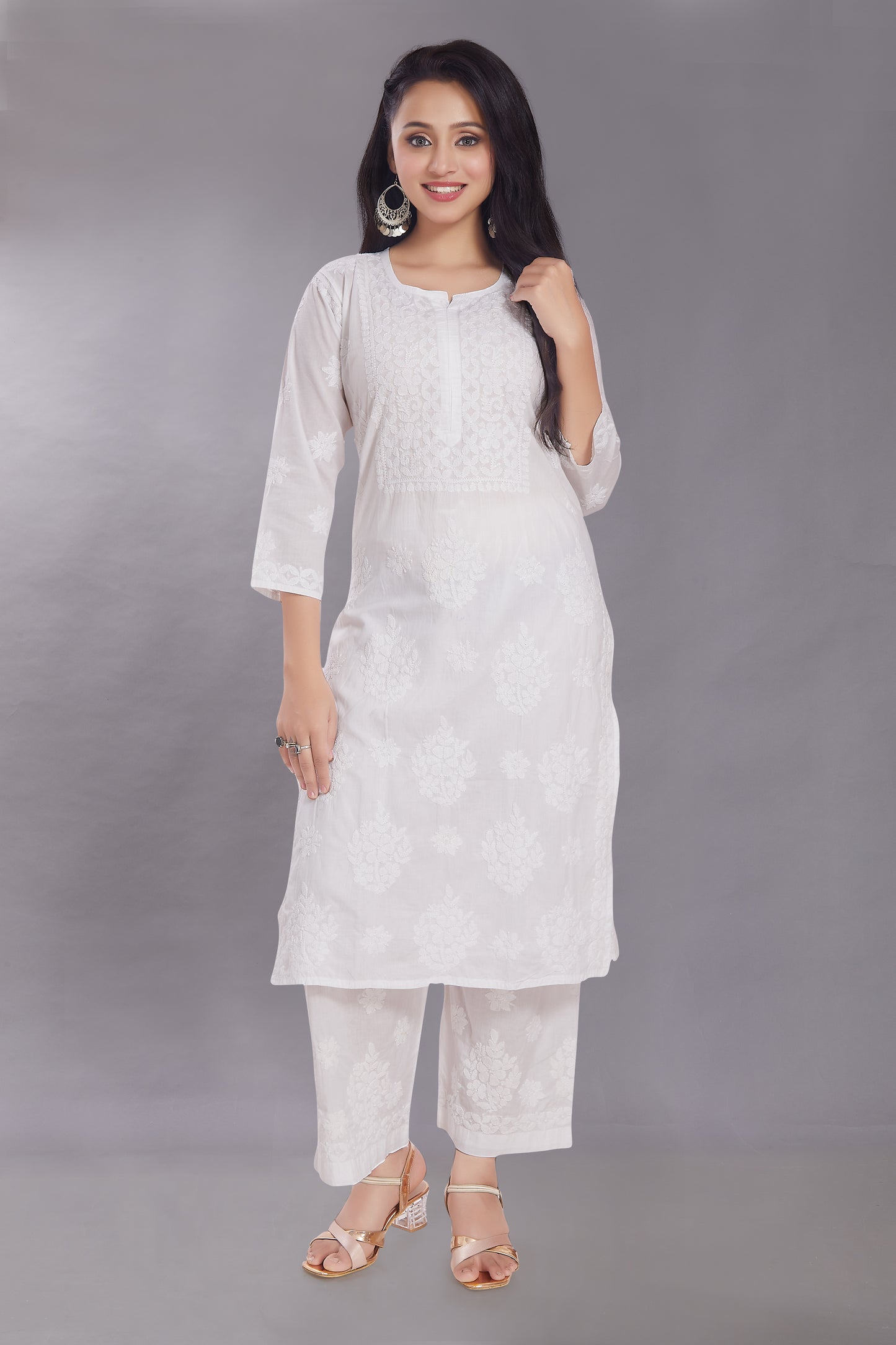 Chandni White Set in Fine Cotton