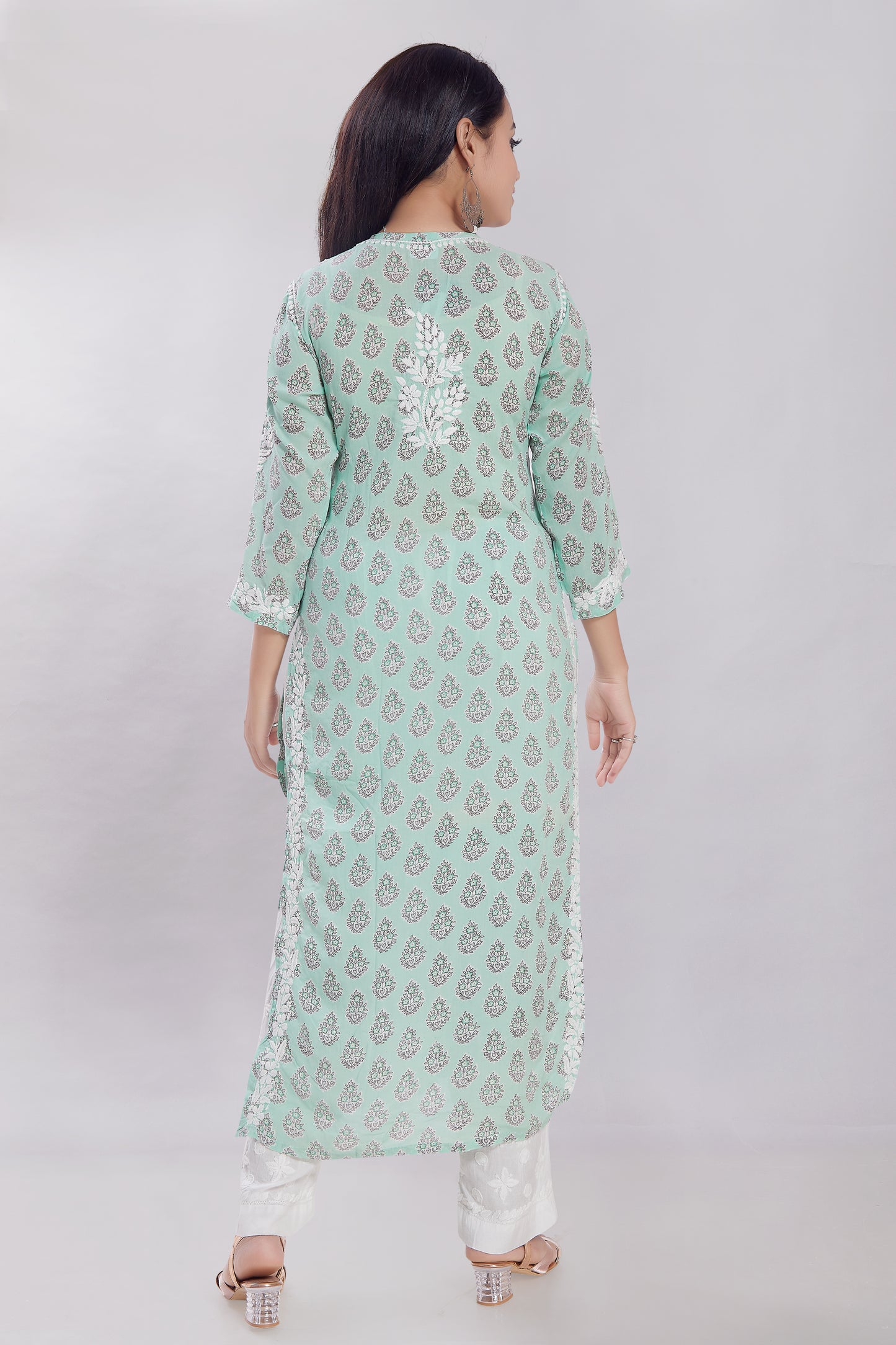 Firdaus Printed Modal Kurti Green